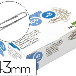 LI04 100 clips Liderpapel nº 3 43mm. labiados