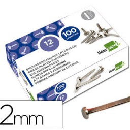 FS09 100 encuadernadores Liderpapel nº 0 12mm. niquelados
