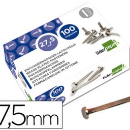 FS14 100 encuadernadores Liderpapel nº 6 27,5mm. niquelados