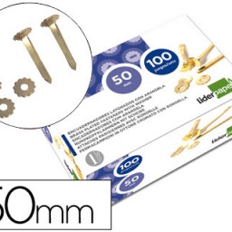 FS08 100 encuadernadores Liderpapel 50mm. con arandela latonados