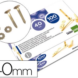 FS07 100 encuadernadores Liderpapel 40mm. con arandela latonados