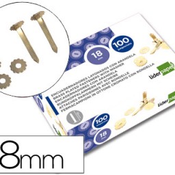 FS03 100 encuadernadores Liderpapel 18mm. con arandela latonados