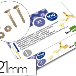 FS04 100 encuadernadores Liderpapel 21mm. con arandela latonados