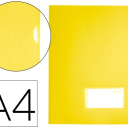 BL25 Carpeta dossier uñero Liderpapel A4 amarillo flúor solapa y tarjetero 300 g/m²