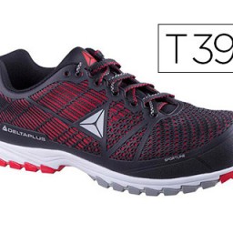 Zapatos de seguridad de poliuretano y malla negro y rojo talla 39