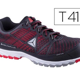 Zapatos de seguridad de poliuretano y malla negro y rojo talla 41