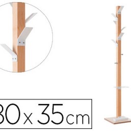 Perchero madera Fast-paperflow blanco 8 colgadores paragüero
