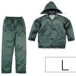 Conjunto de lluvia poliéster/PVC verde talla M