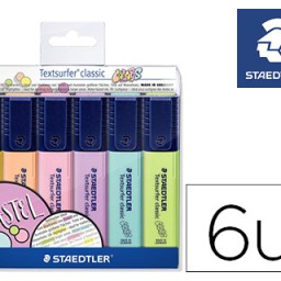 6 marcadores fluorescentes Staedtler Textsurfer 364 colores pastel surtidos