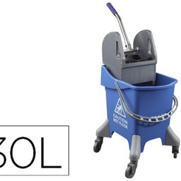 Cubo de fegona con escurridor con 4 ruedas 32l. azul