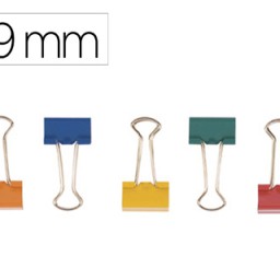 KF03651 10 pinzas metálicas Q-Connect reversibles nº1 19mm. colores surtidos