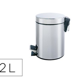 KF11292 Papelera metálica cromada con pedal Q-Connect 12 l.