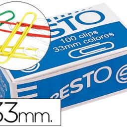 100 clips nº2 33mm. colores surtidos