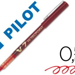 Bolígrafo roller Pilot V-7 punta aguja tinta roja 0,7 mm.