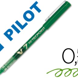 Bolígrafo roller Pilot V-7 punta aguja tinta verde 0,7 mm.