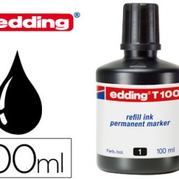 Tinta rotulador edding T-100 negra frasco de 100ml.