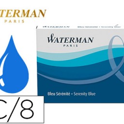 8 cartuchos largos tinta estilográfica Waterman azul Florida