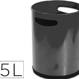 Papelera metálica negra con asas 16 l.