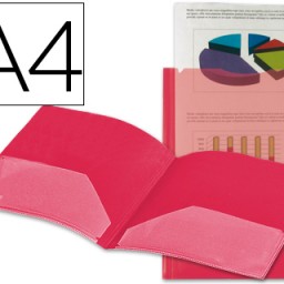 KG01 Carpeta dossier 2 bolsillos Liderpapel A4 polipropileno rojo transparente