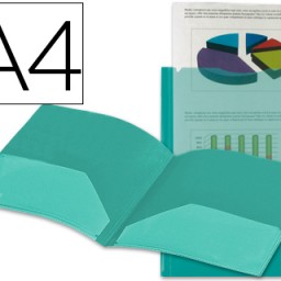 KG03 Carpeta dossier 2 bolsillos Liderpapel A4 polipropileno verde transparente