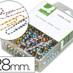 KF02024 100 clips Q-Connect nº 1,5 28mm. colores surtidos rayados
