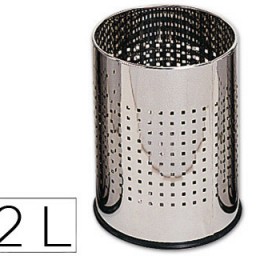KF15147 Papelera Q-Connect cromada metal perforado 12 l.