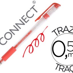 KF21718 Bolígrafo Q-Connect tinta gel roja sujeción de caucho