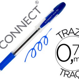 KF00376 Bolígrafo Q-Connect tinta azul sujeción de caucho