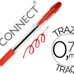 KF00377 Bolígrafo Q-Connect tinta roja sujeción de caucho