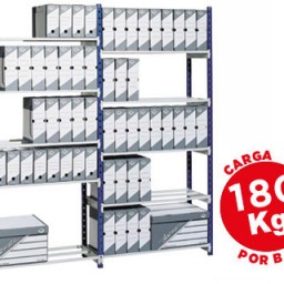 Estantería Fast-paperflow metálica azul 5 estantes grises 180 Kg.