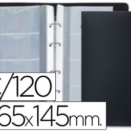 TJ01 Tarjetero Liderpapel 4 anillas 15 fundas de 4 departamentos 265x145 mm.