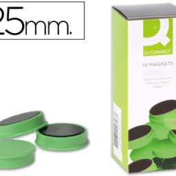 KF02641 10 imanes Q-Connect para pizarra ø25mm. verde