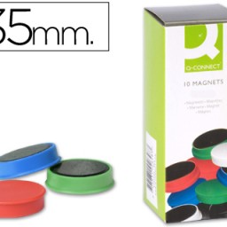 KF02649 10 imanes Q-Connect para pizarra ø35mm. colores surtidos