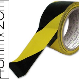 KF04383 Cinta adhesiva Q-Connect de seguridad amarilla y negra 20 m.x48mm.