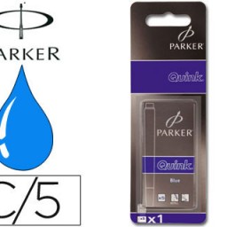 5 cartuchos tinta estilográfica Parker azul real