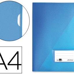 BL02 Carpeta dossier uñero Liderpapel A4 azul translúcido solapa y tarjetero