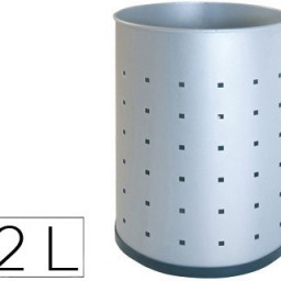 Papelera metal perforado plateada 12 l.