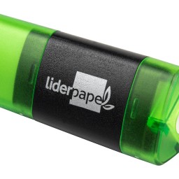 ER04 Sacapuntas Liderpapel triangular plástico con depósito 1 orifico con goma