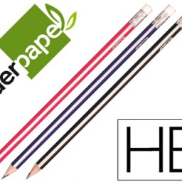 LL02 Lápiz de grafito Liderpapel triangular HB con goma