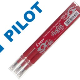 3 recambios bolígrafo Pilot Frixion borrable tinta roja