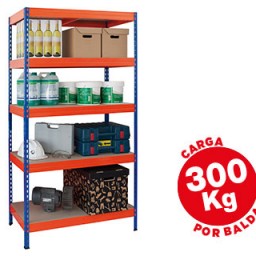 Estantería ar storage metálica 5 estantes 300 Kg. azul naranja