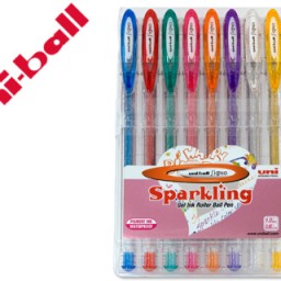 8 bolígrafos uni-ball UM-120 Signo tinta gel colores purpurina