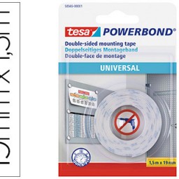 Cinta adhesiva tesa doble cara 1,5m.x19mm.