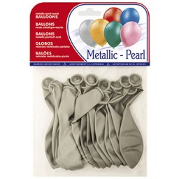 15 globos metalizados plata