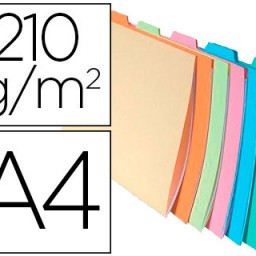 6 subcarpetas cartulina Exacompta A4 apaisada pestaña lateral colores surtidos