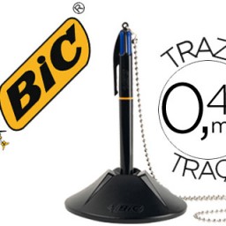 Bolígrafo Bic 4 colores con peana tinta azul