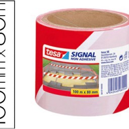 Cnta adhesiva tesa de señalización rojo y blanco 100m.x80mm.