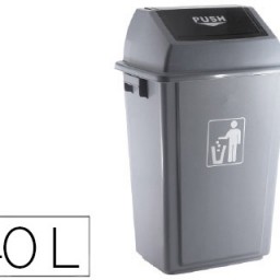 KF16747 Papelera contenedor plástico gris Q-Connect  tapa balancin 40 litros