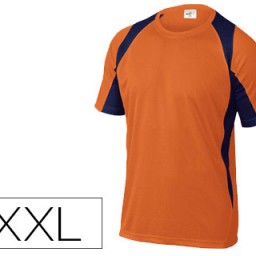 Camiseta manga corta cuello redondo color naranja-marino talla XXL