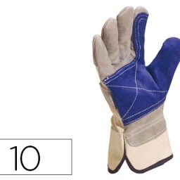 Guantes serraje vacuno reforzado gris-azul talla 10 XL